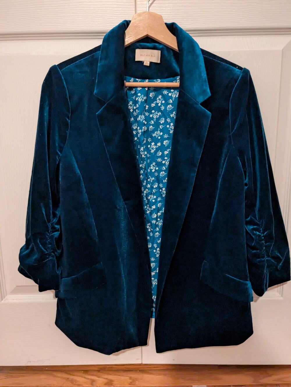 Skies Are Blue Velvet Blazer - Deep Teal